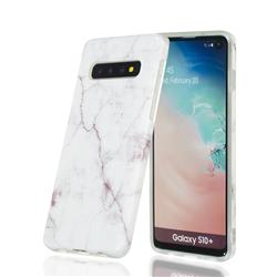 White Smooth Marble Clear Bumper Glossy Rubber Silicone Phone Case for Samsung Galaxy S10 Plus(6.4 inch)