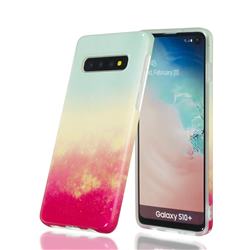Sunset Glow Marble Clear Bumper Glossy Rubber Silicone Phone Case for Samsung Galaxy S10 Plus(6.4 inch)