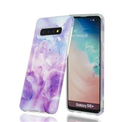 Dream Purple Marble Clear Bumper Glossy Rubber Silicone Phone Case for Samsung Galaxy S10 Plus(6.4 inch)