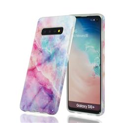 Dream Green Marble Clear Bumper Glossy Rubber Silicone Phone Case for Samsung Galaxy S10 Plus(6.4 inch)