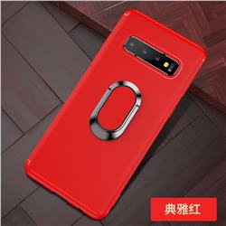 Anti-fall Invisible 360 Rotating Ring Grip Holder Kickstand Phone Cover for Samsung Galaxy S10 Plus(6.4 inch) - Red