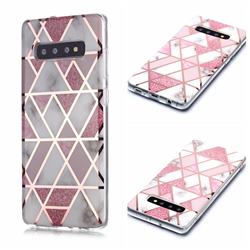 Pink Rhombus Galvanized Rose Gold Marble Phone Back Cover for Samsung Galaxy S10 Plus(6.4 inch)