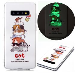 Cute Cat Noctilucent Soft TPU Back Cover for Samsung Galaxy S10 Plus(6.4 inch)