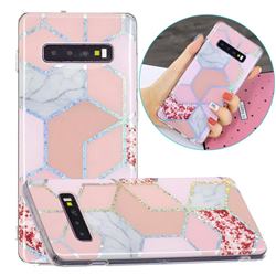 Pink Marble Painted Galvanized Electroplating Soft Phone Case Cover for Samsung Galaxy S10 Plus(6.4 inch)