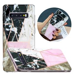 Pink and Black Painted Marble Electroplating Protective Case for Samsung Galaxy S10 Plus(6.4 inch)