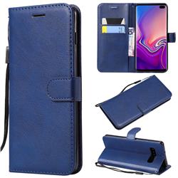 Retro Greek Classic Smooth PU Leather Wallet Phone Case for Samsung Galaxy S10 Plus(6.4 inch) - Blue
