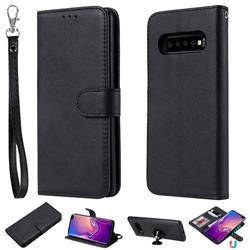 Retro Greek Detachable Magnetic PU Leather Wallet Phone Case for Samsung Galaxy S10 Plus(6.4 inch) - Black