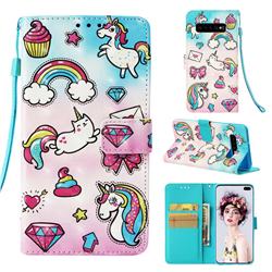 Diamond Pony 3D Painted Leather Wallet Case for Samsung Galaxy S10 Plus(6.4 inch)