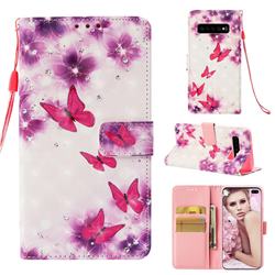 Stamen Butterfly 3D Painted Leather Wallet Case for Samsung Galaxy S10 Plus(6.4 inch)