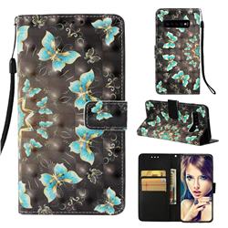 Golden Butterflies 3D Painted Leather Wallet Case for Samsung Galaxy S10 Plus(6.4 inch)