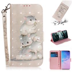 Three Squirrels 3D Painted Leather Wallet Phone Case for Samsung Galaxy S10 Plus(6.4 inch)