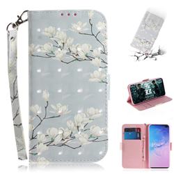 Magnolia Flower 3D Painted Leather Wallet Phone Case for Samsung Galaxy S10 Plus(6.4 inch)