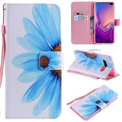 Blue Sunflower PU Leather Wallet Case for Samsung Galaxy S10 Plus(6.4 inch)