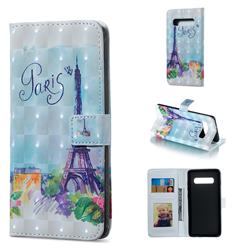 Paris Tower 3D Painted Leather Phone Wallet Case for Samsung Galaxy S10 Plus(6.4 inch)