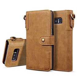 Retro Luxury Cowhide Leather Wallet Case for Samsung Galaxy S10 Plus(6.4 inch) - Brown