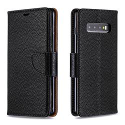 Classic Luxury Litchi Leather Phone Wallet Case for Samsung Galaxy S10 Plus(6.4 inch) - Black