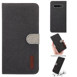 Linen Cloth Pudding Leather Case for Samsung Galaxy S10 Plus(6.4 inch) - Black