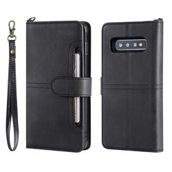 Retro Multi-functional Detachable Leather Wallet Phone Case for Samsung Galaxy S10 Plus(6.4 inch) - Black
