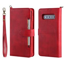 Retro Multi-functional Detachable Leather Wallet Phone Case for Samsung Galaxy S10 Plus(6.4 inch) - Red
