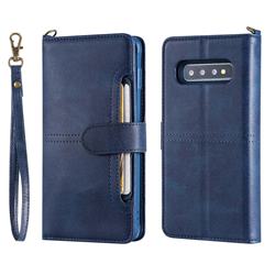 Retro Multi-functional Detachable Leather Wallet Phone Case for Samsung Galaxy S10 Plus(6.4 inch) - Blue