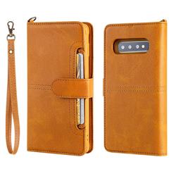 Retro Multi-functional Detachable Leather Wallet Phone Case for Samsung Galaxy S10 Plus(6.4 inch) - Brown