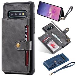 Retro Aristocratic Demeanor Anti-fall Leather Phone Back Cover for Samsung Galaxy S10 Plus(6.4 inch) - Gray