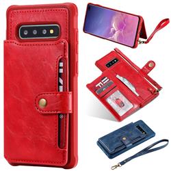 Retro Aristocratic Demeanor Anti-fall Leather Phone Back Cover for Samsung Galaxy S10 Plus(6.4 inch) - Red
