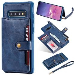 Retro Aristocratic Demeanor Anti-fall Leather Phone Back Cover for Samsung Galaxy S10 Plus(6.4 inch) - Blue