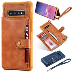 Retro Aristocratic Demeanor Anti-fall Leather Phone Back Cover for Samsung Galaxy S10 Plus(6.4 inch) - Brown