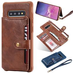 Retro Aristocratic Demeanor Anti-fall Leather Phone Back Cover for Samsung Galaxy S10 Plus(6.4 inch) - Coffee