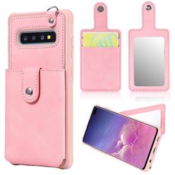 Retro Luxury Anti-fall Mirror Leather Phone Back Cover for Samsung Galaxy S10 Plus(6.4 inch) - Pink