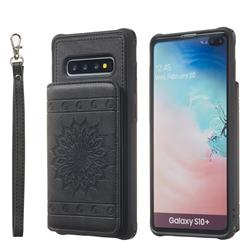 Luxury Embossing Sunflower Multifunction Leather Back Cover for Samsung Galaxy S10 Plus(6.4 inch) - Black