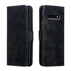 Retro Classic Calf Pattern Leather Wallet Phone Case for Samsung Galaxy S10 Plus(6.4 inch) - Black