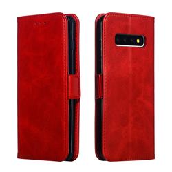 Retro Classic Calf Pattern Leather Wallet Phone Case for Samsung Galaxy S10 Plus(6.4 inch) - Red