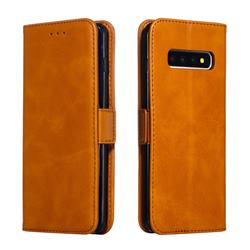 Retro Classic Calf Pattern Leather Wallet Phone Case for Samsung Galaxy S10 Plus(6.4 inch) - Yellow