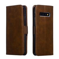 Retro Classic Calf Pattern Leather Wallet Phone Case for Samsung Galaxy S10 Plus(6.4 inch) - Brown