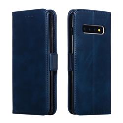 Retro Classic Calf Pattern Leather Wallet Phone Case for Samsung Galaxy S10 Plus(6.4 inch) - Blue