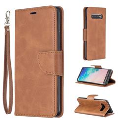Classic Sheepskin PU Leather Phone Wallet Case for Samsung Galaxy S10 Plus(6.4 inch) - Brown