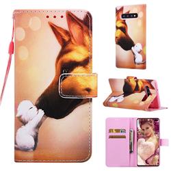 Hound Kiss Matte Leather Wallet Phone Case for Samsung Galaxy S10 Plus(6.4 inch)