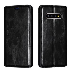 Retro Slim Magnetic Crazy Horse PU Leather Wallet Case for Samsung Galaxy S10 Plus(6.4 inch) - Black