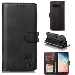 Embossing Happy Cat Leather Wallet Case for Samsung Galaxy S10 Plus(6.4 inch) - Black