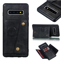 Retro Multifunction Card Slots Stand Leather Coated Phone Back Cover for Samsung Galaxy S10 Plus(6.4 inch) - Black