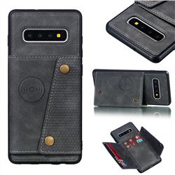 Retro Multifunction Card Slots Stand Leather Coated Phone Back Cover for Samsung Galaxy S10 Plus(6.4 inch) - Gray