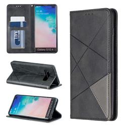 Prismatic Slim Magnetic Sucking Stitching Wallet Flip Cover for Samsung Galaxy S10 Plus(6.4 inch) - Black