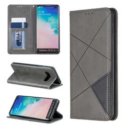 Prismatic Slim Magnetic Sucking Stitching Wallet Flip Cover for Samsung Galaxy S10 Plus(6.4 inch) - Gray