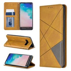 Prismatic Slim Magnetic Sucking Stitching Wallet Flip Cover for Samsung Galaxy S10 Plus(6.4 inch) - Yellow