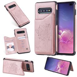 Luxury Tree and Cat Multifunction Magnetic Card Slots Stand Leather Phone Back Cover for Samsung Galaxy S10 Plus(6.4 inch) - Rose Gold