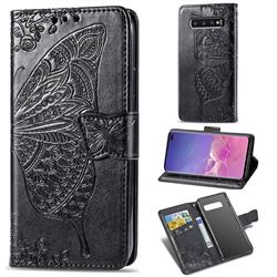 Embossing Mandala Flower Butterfly Leather Wallet Case for Samsung Galaxy S10 Plus(6.4 inch) - Black