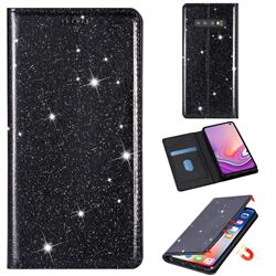 Ultra Slim Glitter Powder Magnetic Automatic Suction Leather Wallet Case for Samsung Galaxy S10 Plus(6.4 inch) - Black