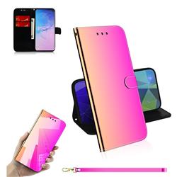 Shining Mirror Like Surface Leather Wallet Case for Samsung Galaxy S10 Plus(6.4 inch) - Rainbow Gradient